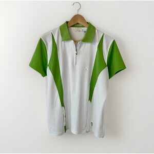 Izod XFG Womens Cool FX Polo Shirt Size L Golf Tennis White Green NWT